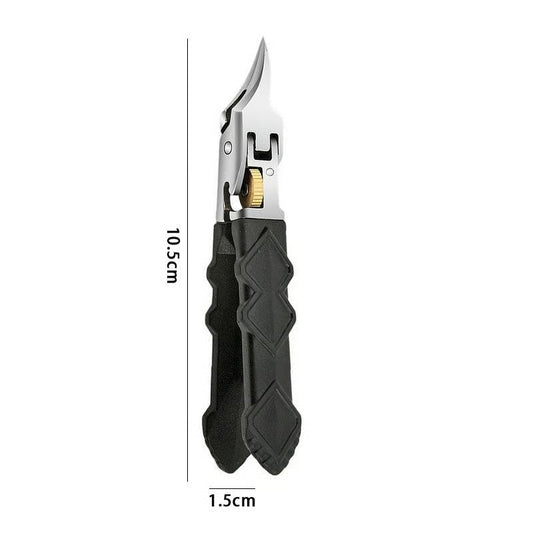 Black Anti-Slip Grip Gear Lock Nail Clipper Set with Ultra-Sharp Tips for Precise Access to Nail Grooves