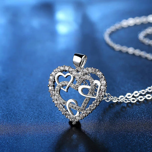 👩❤️👩''Sisters of my soul & Friends of my heart''💕-Interlocking Hearts Necklace