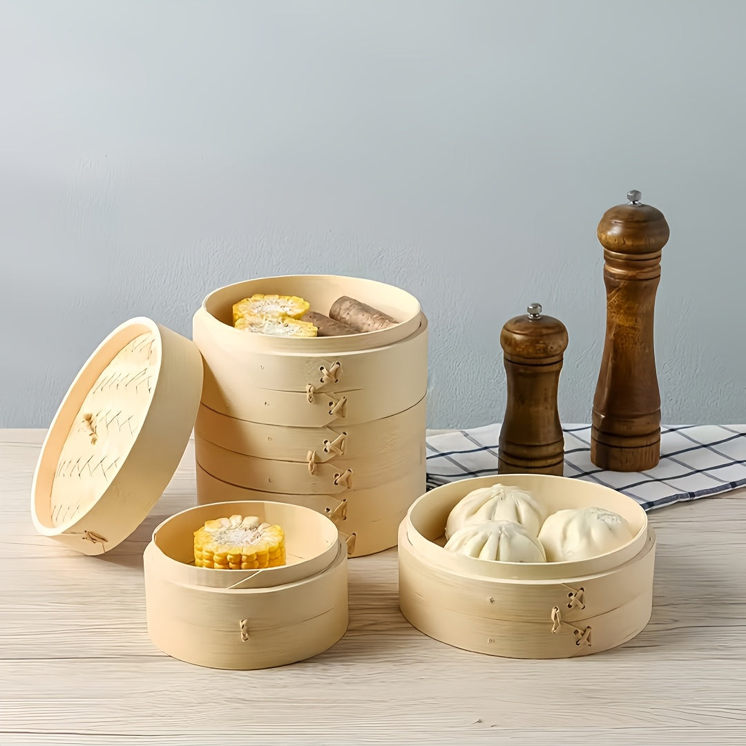Two Sizes Of Bamboo Steamers Steamed Seafood Steamed Egg Steamed Steamers Deepened And Raised Little Dragon Buns Steamed Small Mantou Steamed Domestic And Commercial Steamers