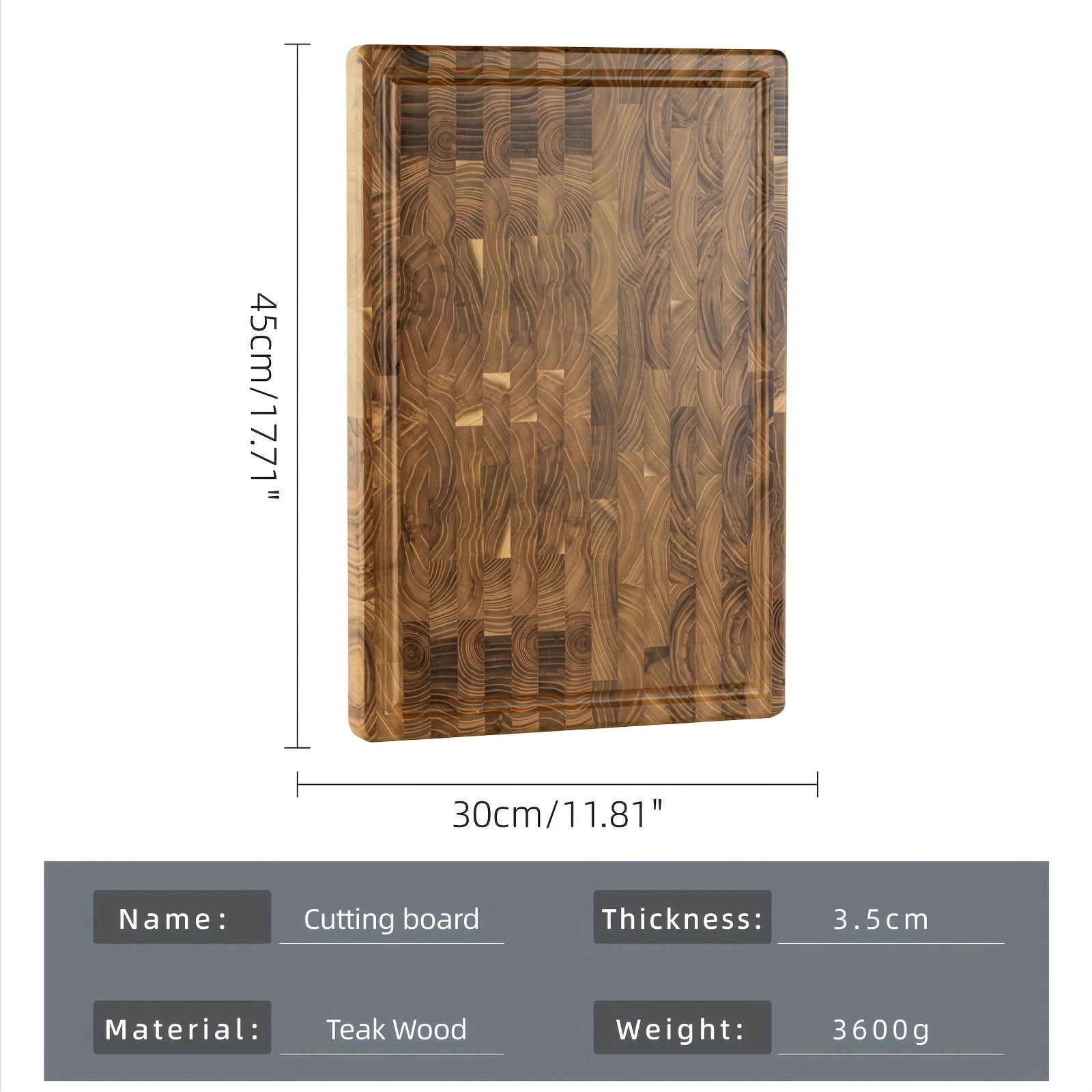 High-End Extra Large Thick Heavy Duty Teak End Grain Cutting Boards for Kitchen, Large Wood Chopping Board with Hidden Handles, Wooden Charcuterie Board for Meat, Vegetables, Fruits, Bread, Cheese