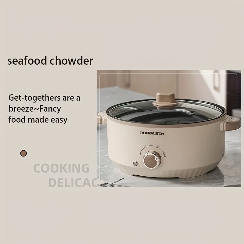 Large Capacity Electric Cooker with Multiple Functions, Including a Dip And Wok Feature with a Steamer. Designed for Home Or Apartment Use, It Operates on a US Plug with a Voltage Range of 110V-130V And Is Made from PP Material