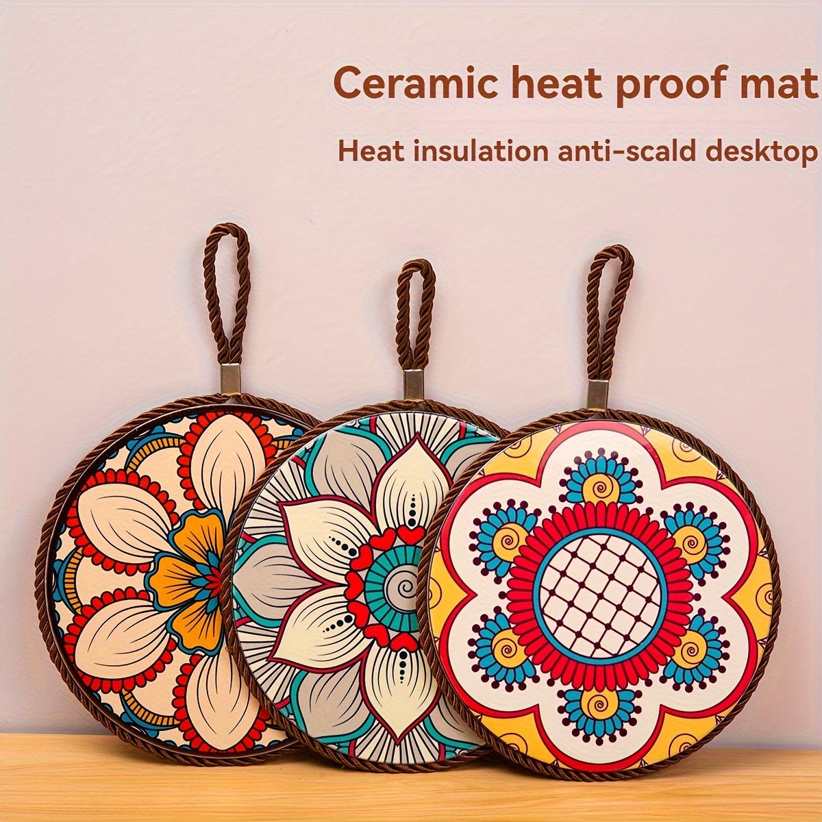 3pcs Ceramic Insulation Mat, Household Anti Scalding Table Mat, Pot Mat, Anti Heat And Oil Mat, Cup Mat, Plate Mat, And Meal Mat
