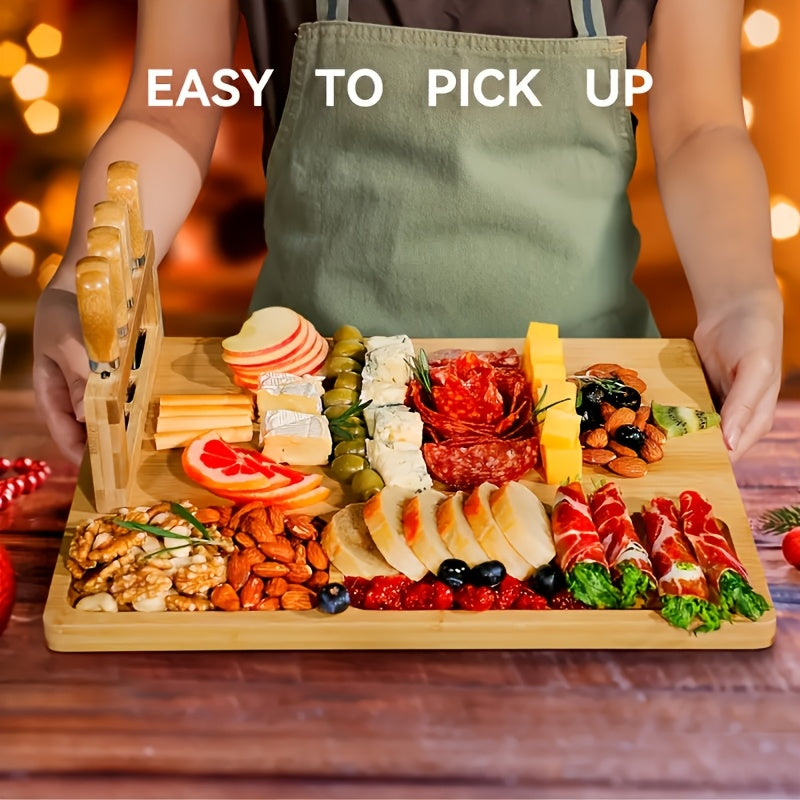 Bamboo Cheese Board, Creative Cheese Board, Tableware Set Cheese Tray Wooden Cutting Board Cutting Board Cheese Cutting Board Bamboo Wooden Plate Kitchenware for Kitchen Kitchen Utensils Christmas Kitchen Accessories