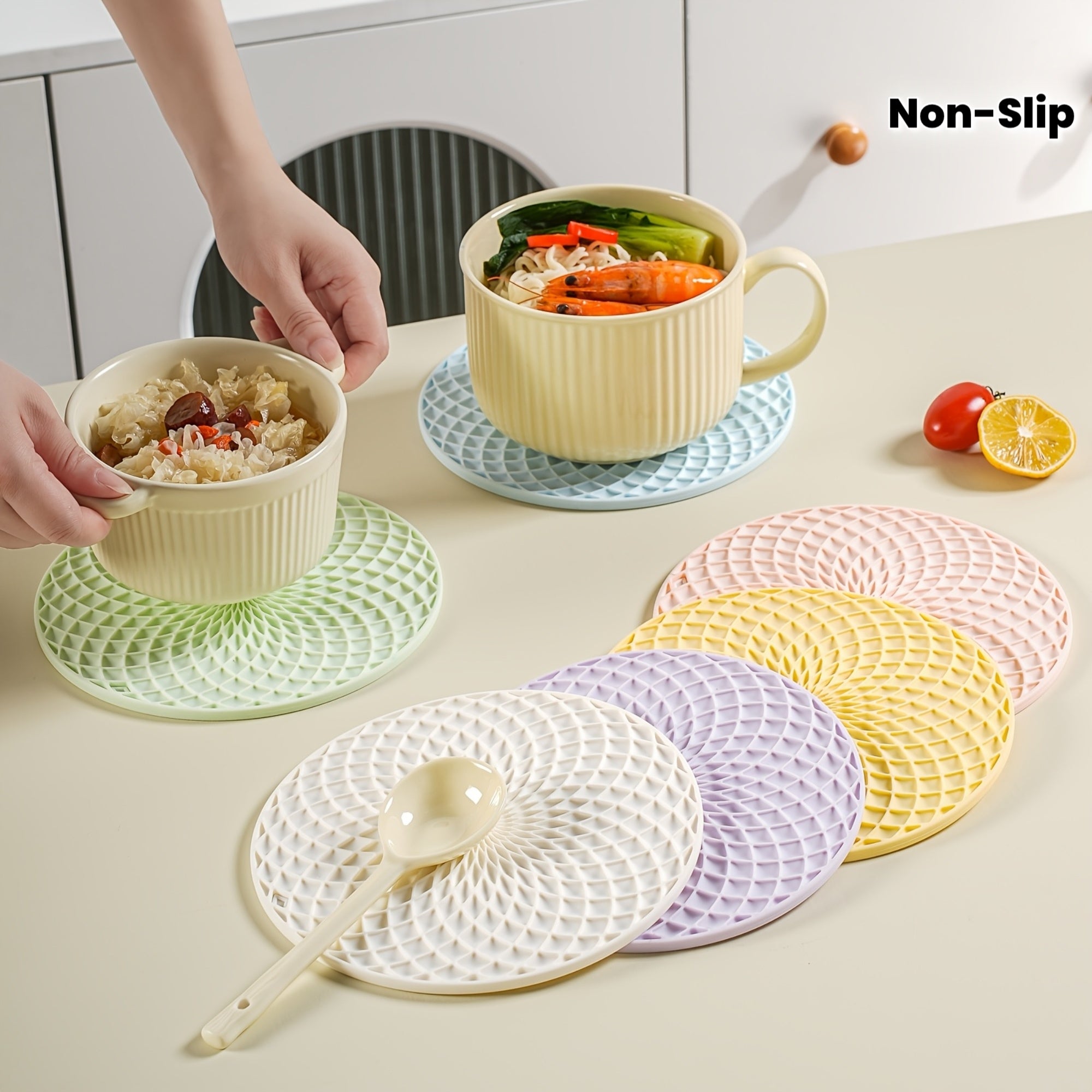 2pcs Macaron Color Multifunctional Silicone Mat | Heat Resistant & Non-Slip | Cup Coaster\u002FPot Holder\u002FTable Placemat\u002FPicnic Mat | Brand: TIGERPOWER