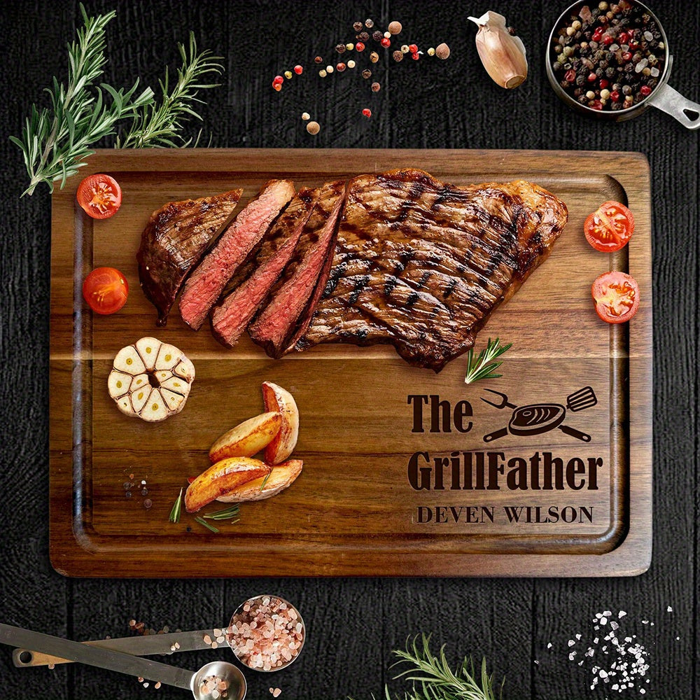 1pc Personalized Pizza Board, Solid Wood Double-Sided Chopping Board, BBQ Cutting Board, Food, Vegetables, Fruits, Steak and Meat Cutting Board, Customized Boyfriend Gift, Father'S Day Gift for Men, Thanksgiving\u002FChristmas\u002FBirthday Gift