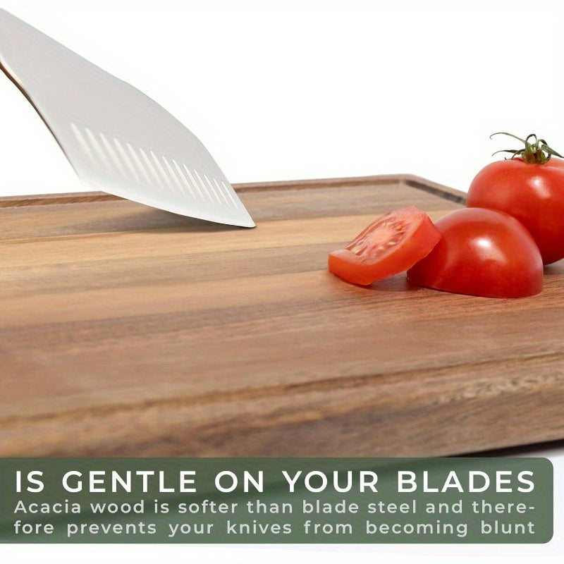 Gift for Mom Dad 3Pcs Out of Solid Acacia Wood Cutting Boards Set, Heavy Duty with Juice Grooves & Non Slip-For Meat, Veggies, Fruit, BBQ, Charcuterie | Dishwasher Safe? Hand Wash Only-Gift for Mom Dad, Housewarming, Wedding, Kitchen Essential