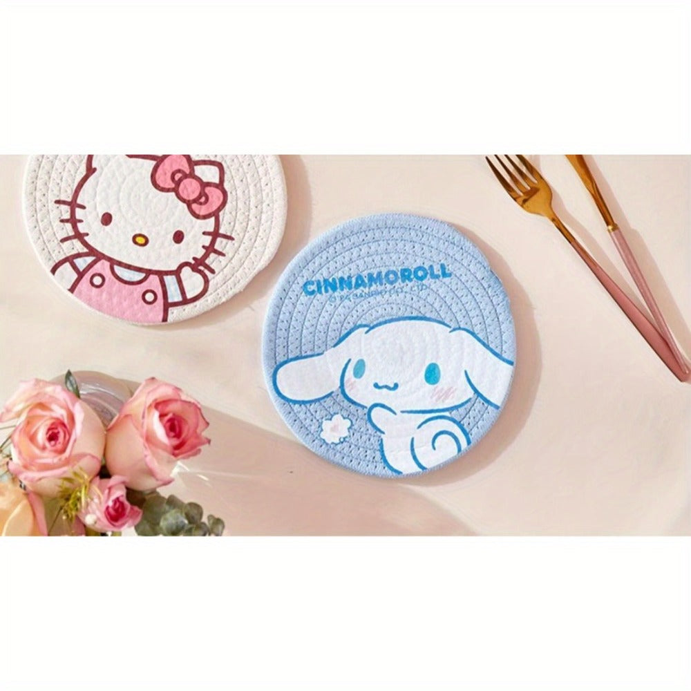 1pc Sanrio Authentic Heat-Resistant Plate Mat, High-Temperature and Scald-Proof, Ins Style, Home Cup Tray, Bowl, Pot Pad, Daily Kitchen Use, Gift for Family, Tableware