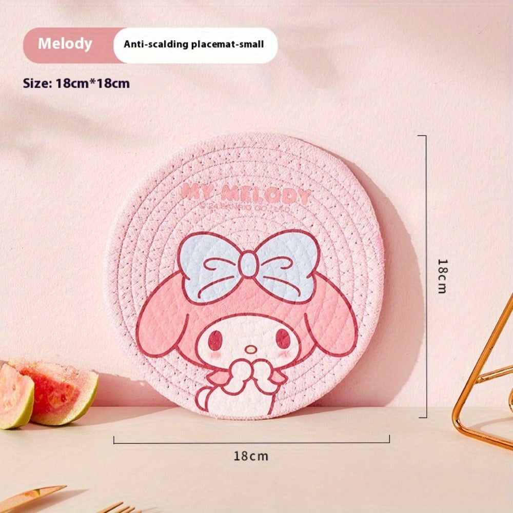 1pc Sanrio Authentic Heat-Resistant Plate Mat, High-Temperature and Scald-Proof, Ins Style, Home Cup Tray, Bowl, Pot Pad, Daily Kitchen Use, Gift for Family, Tableware