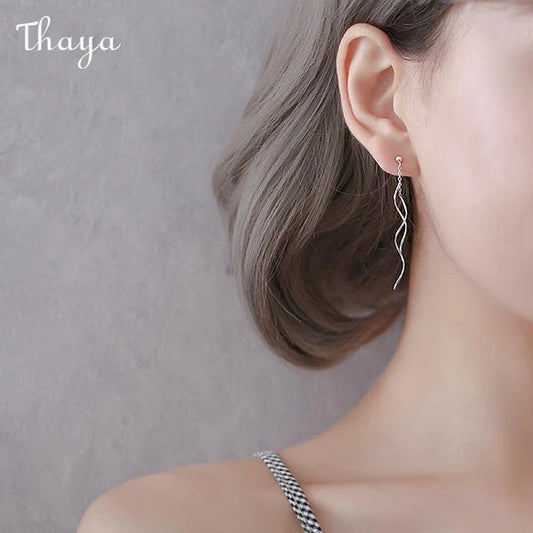 Thaya 925 Silver Spiral Line Earrings
