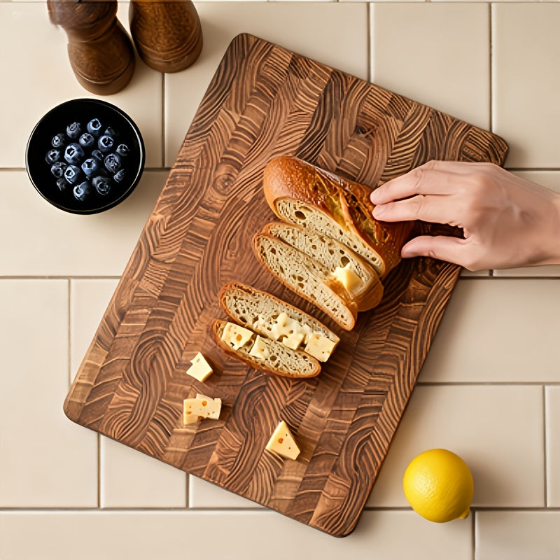 MIYORK | Large Teak MIYORK Large Teak Wood Chopping Board | End Grain Texture, Stand-Up Design for Easy Storage, Ideal for Meat, Vegetables, Fruits, Bread, and Cheese, Safe Essential for Kitchen