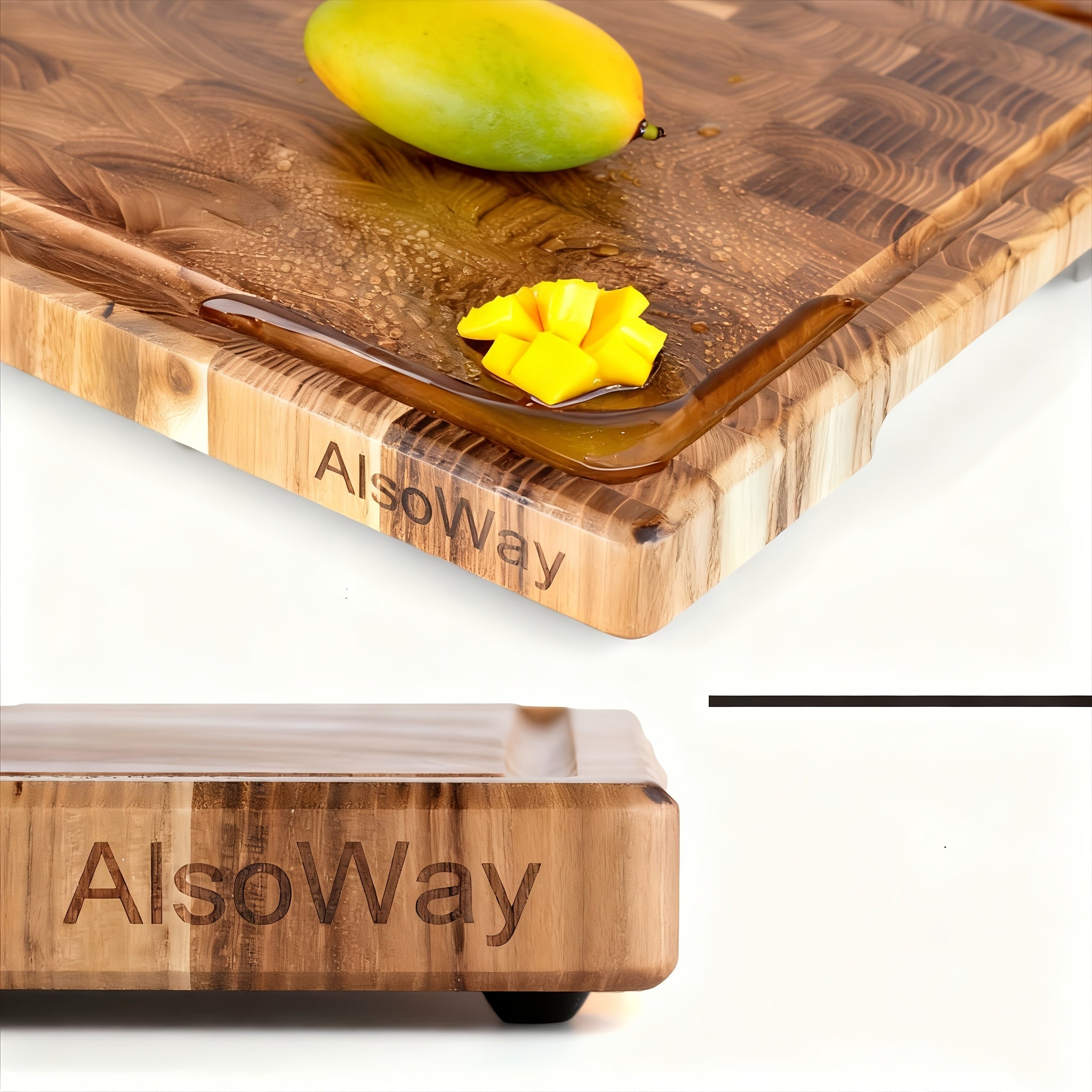 High-End Extra Large Thick Heavy Duty Teak End Grain Cutting Boards for Kitchen, Large Wood Chopping Board with Hidden Handles, Wooden Charcuterie Board for Meat, Vegetables, Fruits, Bread, Cheese