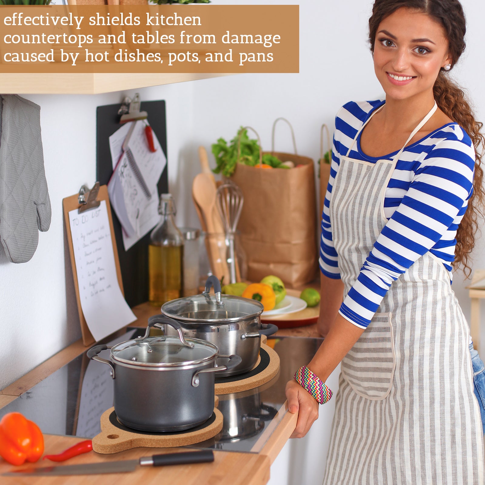 4 Pack Magnet Cork Trivets | Magnetic Pot Holders for Hot Pots and Pans, Protects Table and Kitchen Countertops, Easy to Use, Ideal for Cooking and Baking