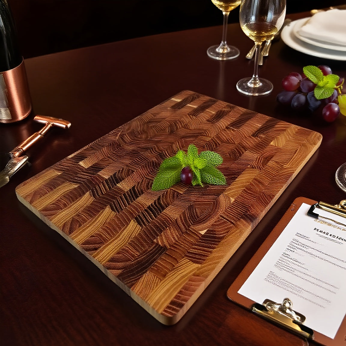 MIYORK | Large Teak MIYORK Large Teak Wood Chopping Board | End Grain Texture, Stand-Up Design for Easy Storage, Ideal for Meat, Vegetables, Fruits, Bread, and Cheese, Safe Essential for Kitchen