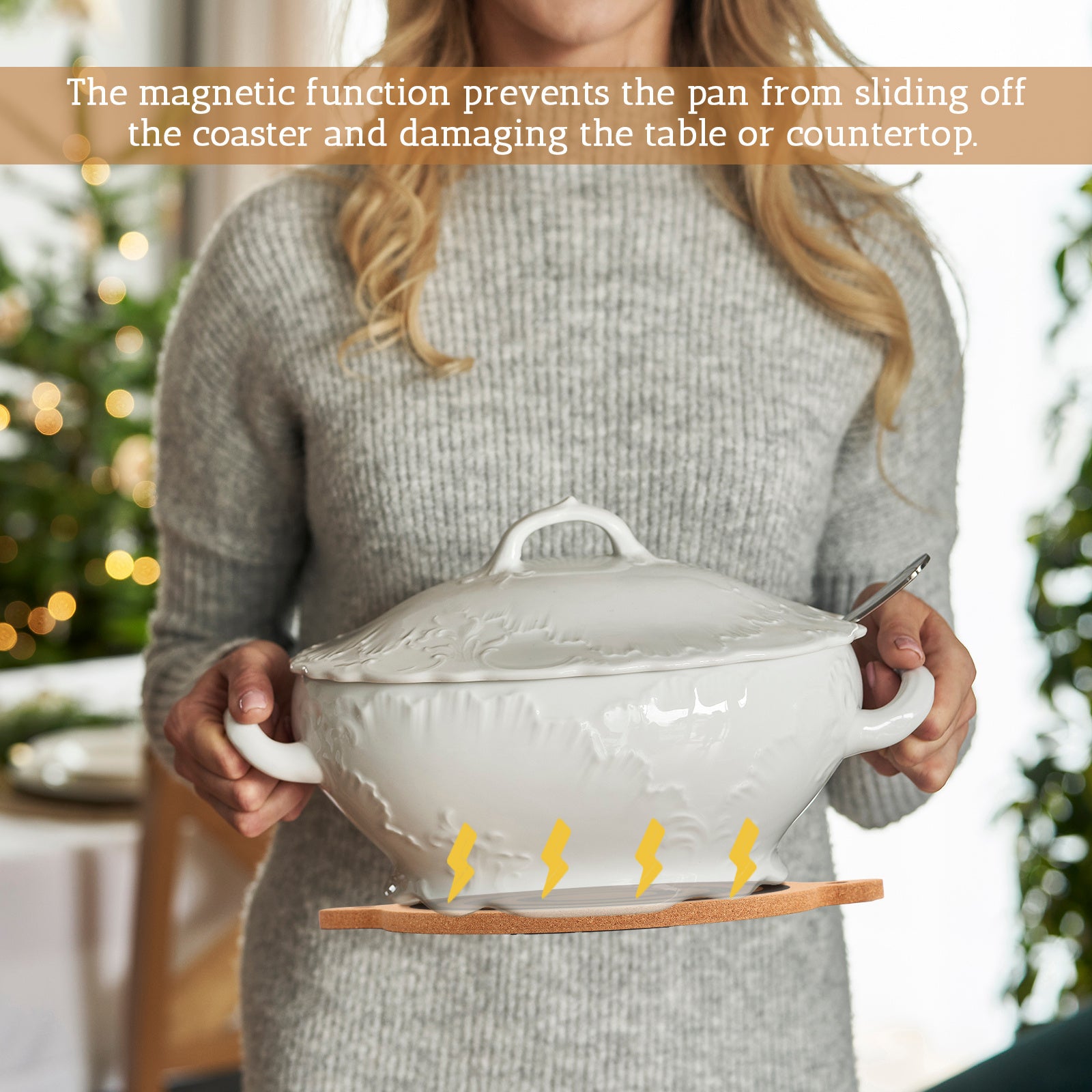 4 Pack Magnet Cork Trivets | Magnetic Pot Holders for Hot Pots and Pans, Protects Table and Kitchen Countertops, Easy to Use, Ideal for Cooking and Baking