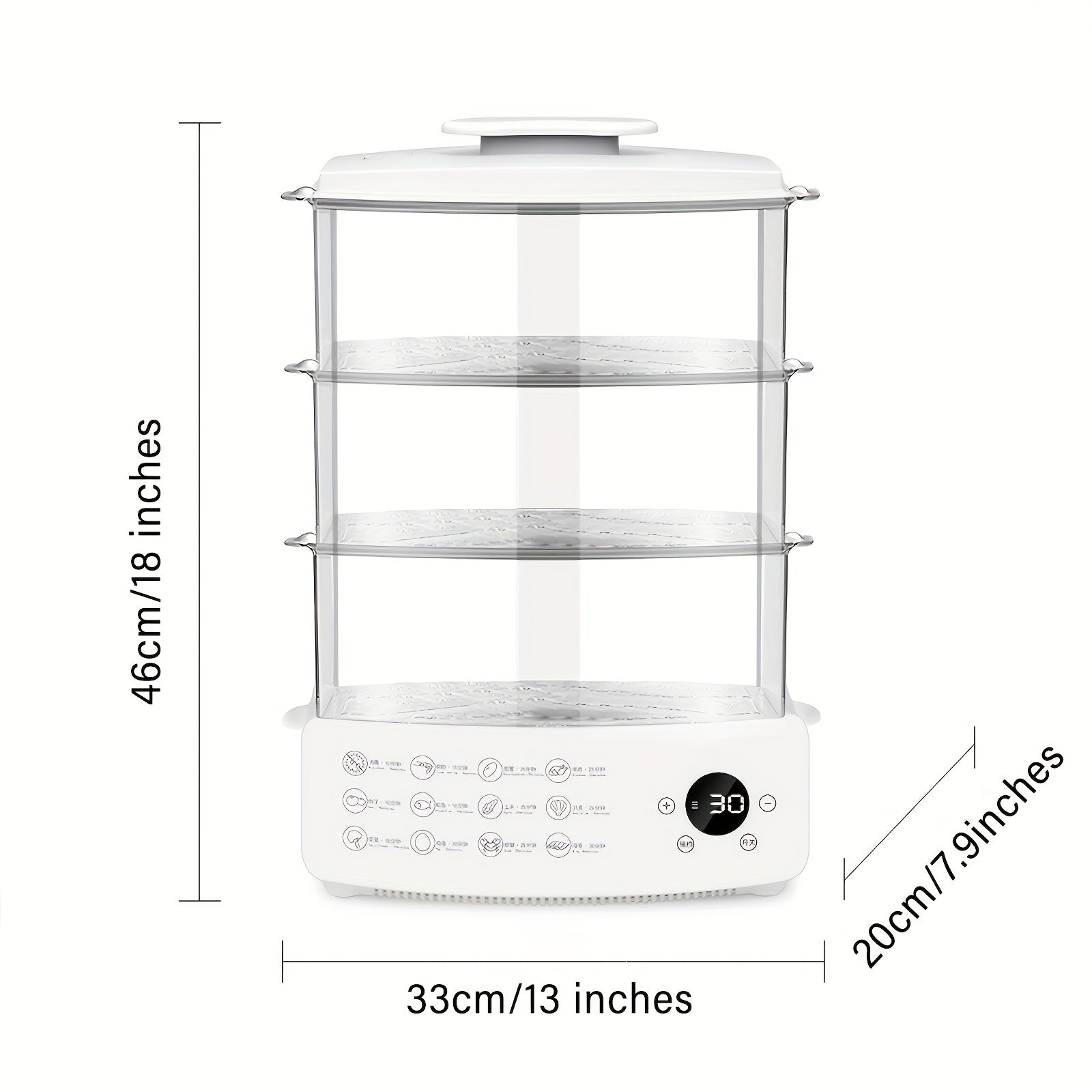 3-Tier Digital Steamer 3-Tier Digital Steamer with Auto Shutoff & Timer | Fast, Healthy Cooking for Vegetables, Meats & Grains | Stackable Baskets | 110-130V US Plug