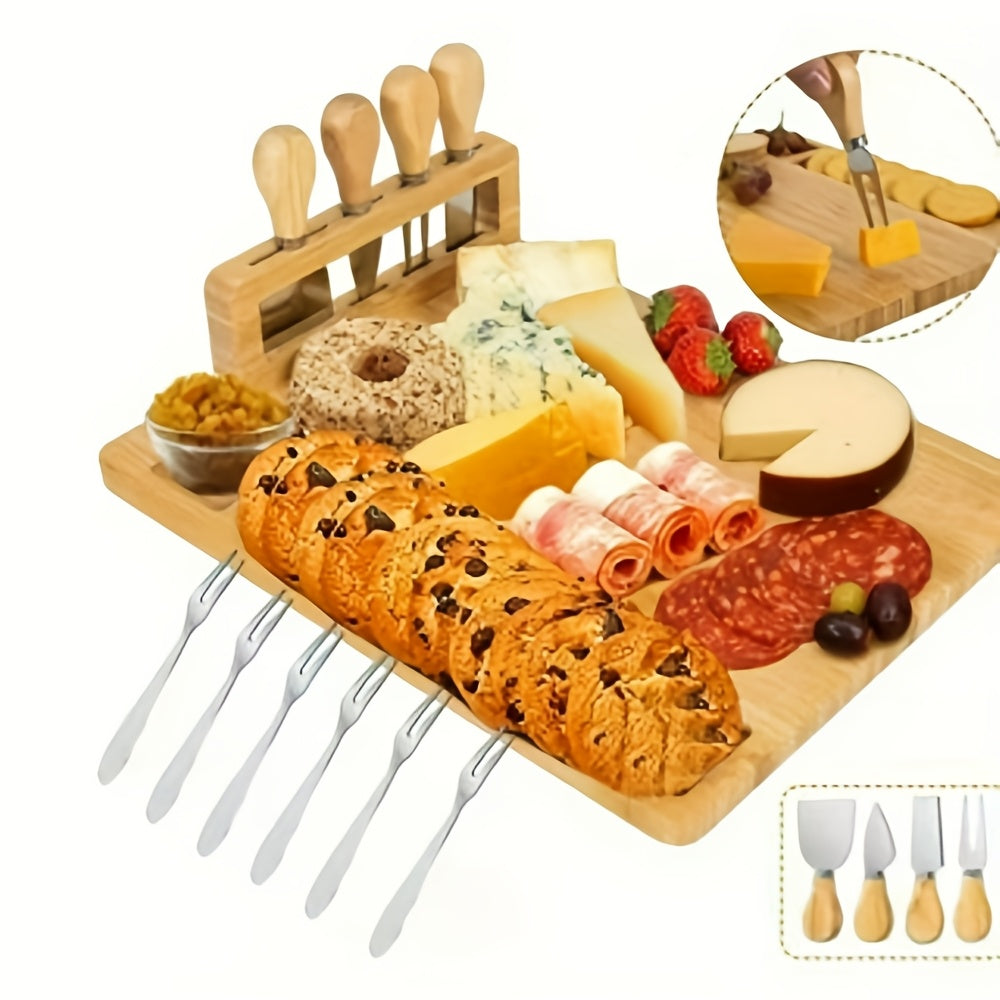Bamboo Cheese Board, Creative Cheese Board, Tableware Set Cheese Tray Wooden Cutting Board Cutting Board Cheese Cutting Board Bamboo Wooden Plate Kitchenware for Kitchen Kitchen Utensils Christmas Kitchen Accessories
