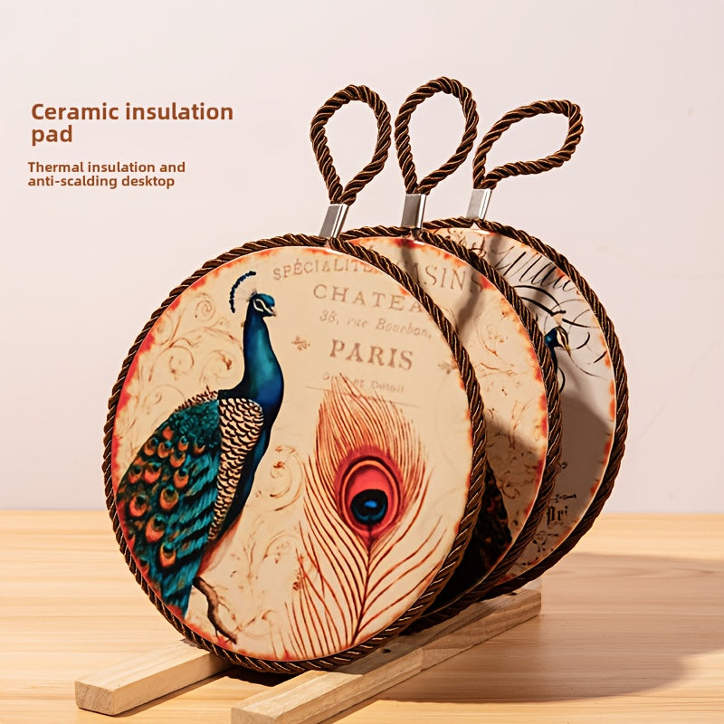 3pcs Ceramic Insulation Mat, Household Anti Scalding Table Mat, Pot Mat, Anti Heat And Oil Mat, Cup Mat, Plate Mat, And Meal Mat