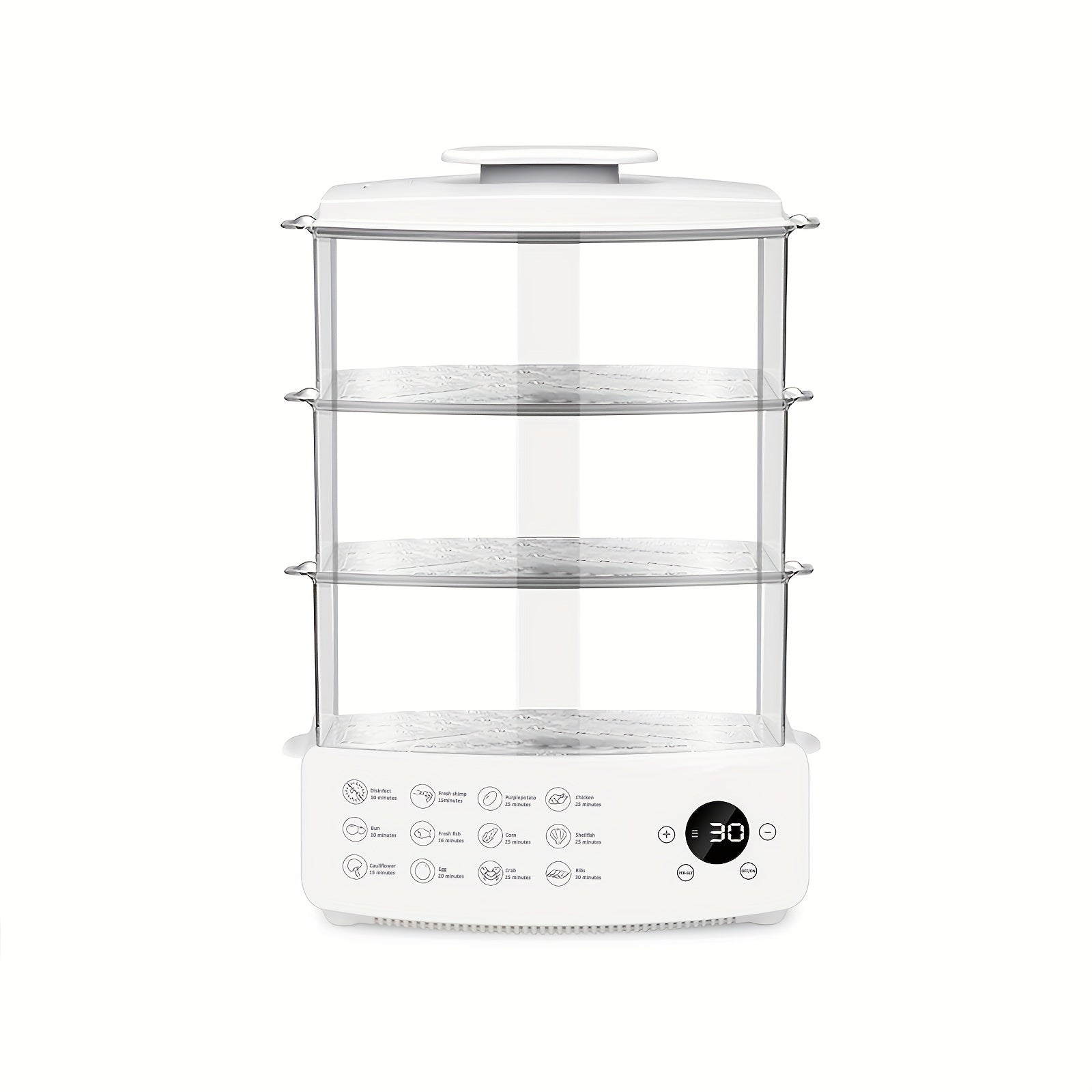 3-Tier Digital Steamer 3-Tier Digital Steamer with Auto Shutoff & Timer | Fast, Healthy Cooking for Vegetables, Meats & Grains | Stackable Baskets | 110-130V US Plug