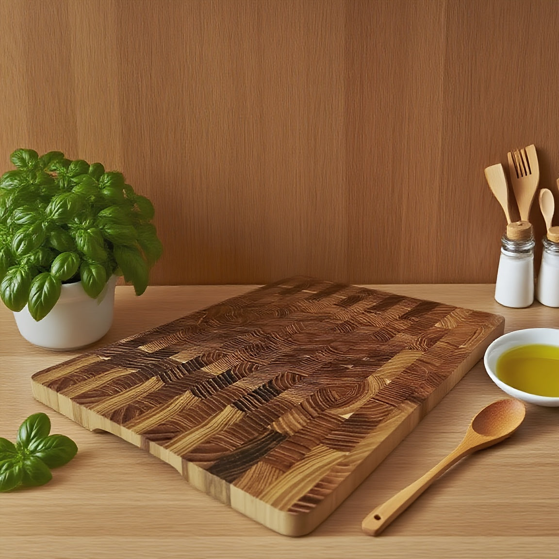 MIYORK | Large Teak MIYORK Large Teak Wood Chopping Board | End Grain Texture, Stand-Up Design for Easy Storage, Ideal for Meat, Vegetables, Fruits, Bread, and Cheese, Safe Essential for Kitchen