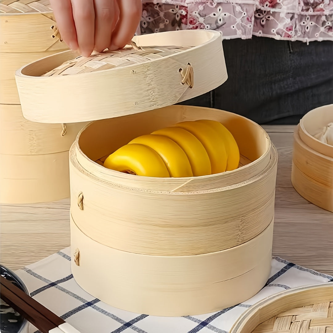 Two Sizes Of Bamboo Steamers Steamed Seafood Steamed Egg Steamed Steamers Deepened And Raised Little Dragon Buns Steamed Small Mantou Steamed Domestic And Commercial Steamers