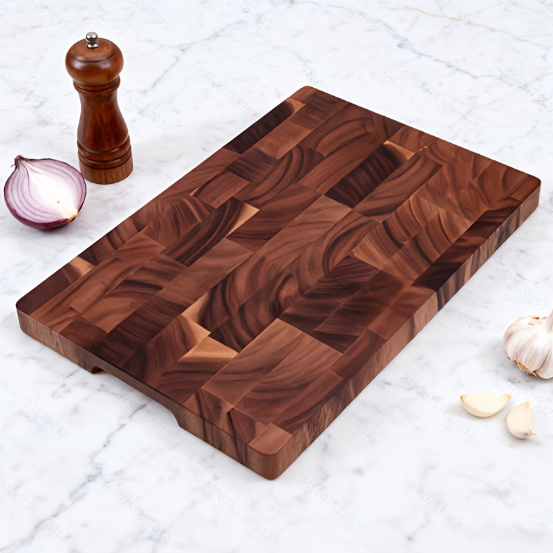 1pc Acacia Wood Cutting Board, 16.54x11.81x0.98inch, Serrated Edge for Slicing, Easy to Store and Clean, Ideal for a Family of Three, Perfect Kitchen Gift for Home Chefs