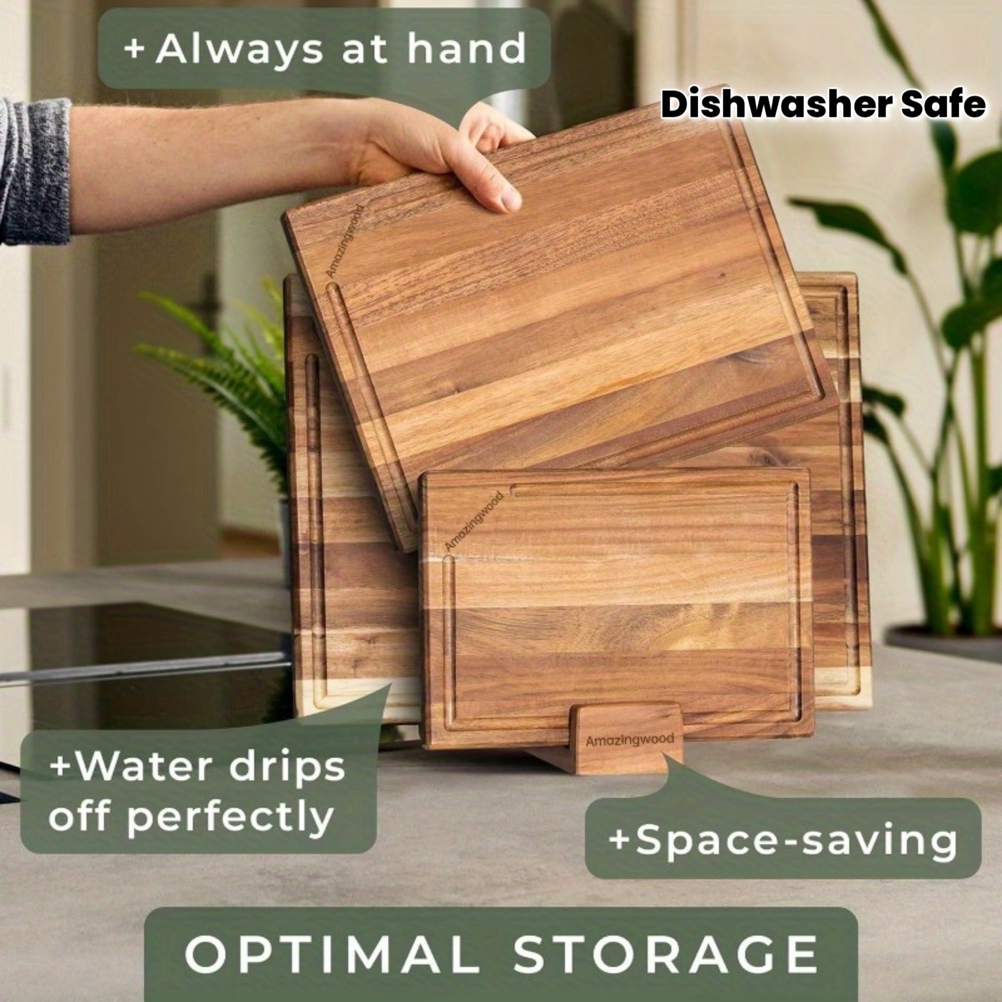 Gift for Mom Dad 3Pcs Out of Solid Acacia Wood Cutting Boards Set, Heavy Duty with Juice Grooves & Non Slip-For Meat, Veggies, Fruit, BBQ, Charcuterie | Dishwasher Safe? Hand Wash Only-Gift for Mom Dad, Housewarming, Wedding, Kitchen Essential