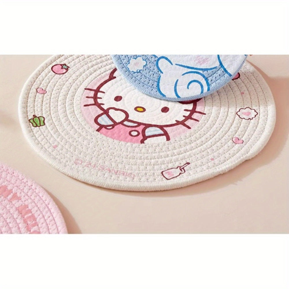 1pc Sanrio Authentic Heat-Resistant Plate Mat, High-Temperature and Scald-Proof, Ins Style, Home Cup Tray, Bowl, Pot Pad, Daily Kitchen Use, Gift for Family, Tableware