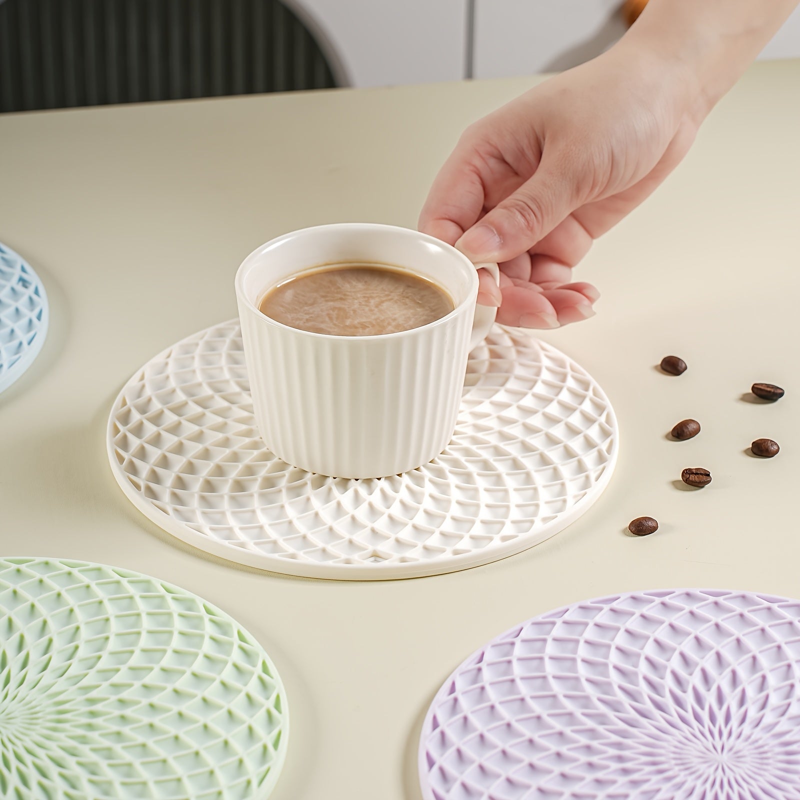 2pcs Macaron Color Multifunctional Silicone Mat | Heat Resistant & Non-Slip | Cup Coaster\u002FPot Holder\u002FTable Placemat\u002FPicnic Mat | Brand: TIGERPOWER