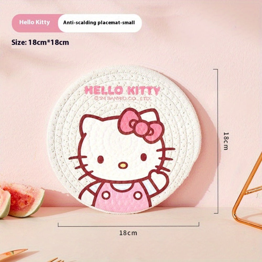 1pc Sanrio Authentic Heat-Resistant Plate Mat, High-Temperature and Scald-Proof, Ins Style, Home Cup Tray, Bowl, Pot Pad, Daily Kitchen Use, Gift for Family, Tableware