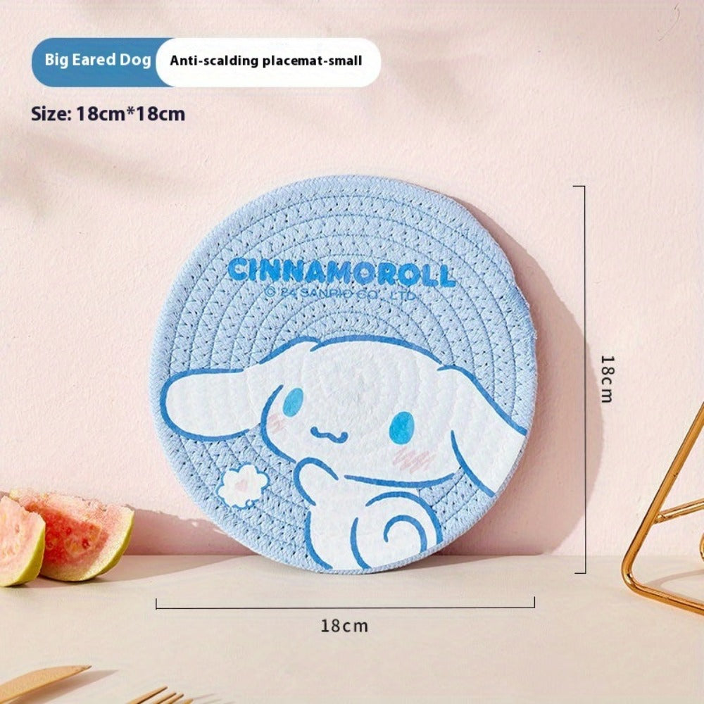 1pc Sanrio Authentic Heat-Resistant Plate Mat, High-Temperature and Scald-Proof, Ins Style, Home Cup Tray, Bowl, Pot Pad, Daily Kitchen Use, Gift for Family, Tableware