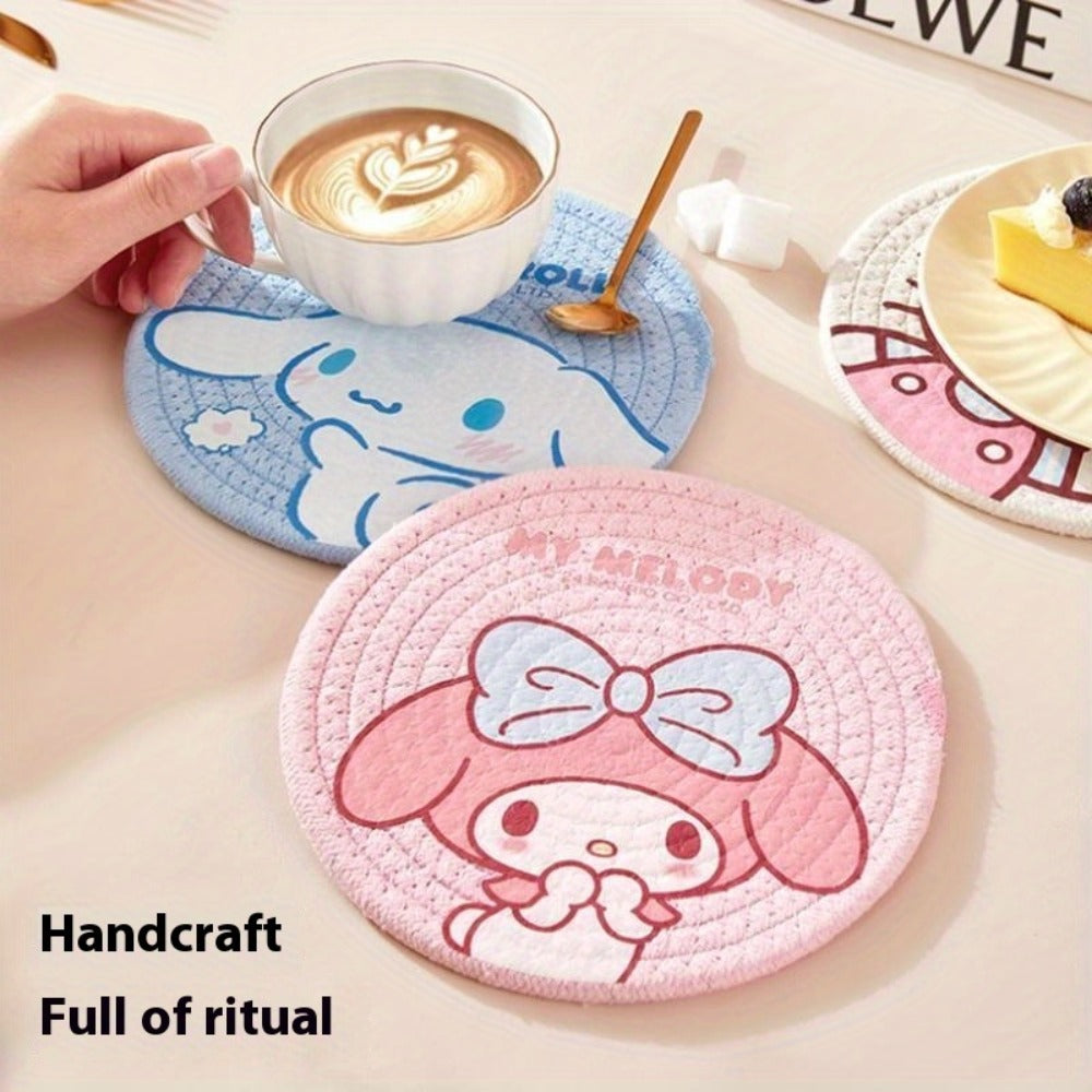 1pc Sanrio Authentic Heat-Resistant Plate Mat, High-Temperature and Scald-Proof, Ins Style, Home Cup Tray, Bowl, Pot Pad, Daily Kitchen Use, Gift for Family, Tableware