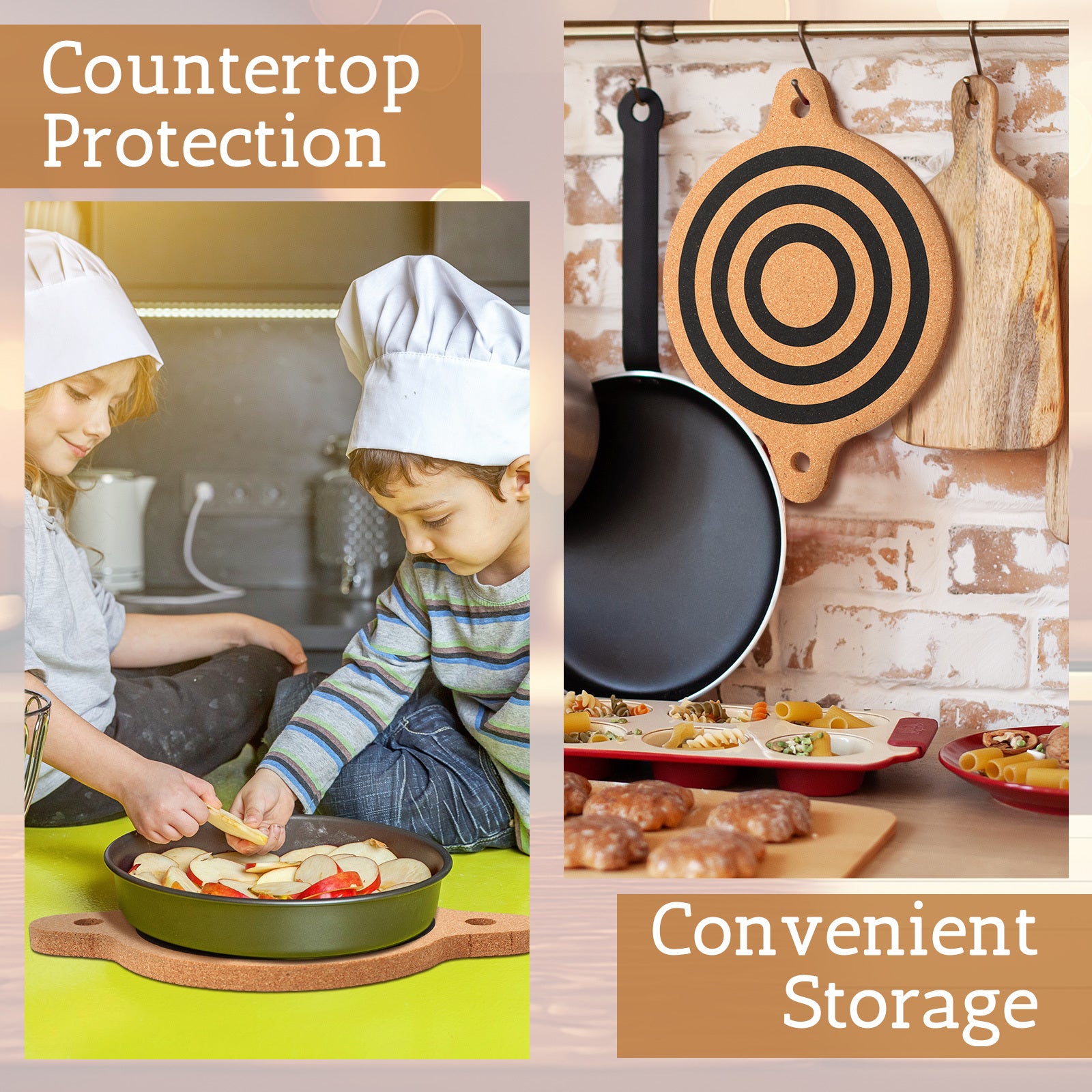 4 Pack Magnet Cork Trivets | Magnetic Pot Holders for Hot Pots and Pans, Protects Table and Kitchen Countertops, Easy to Use, Ideal for Cooking and Baking