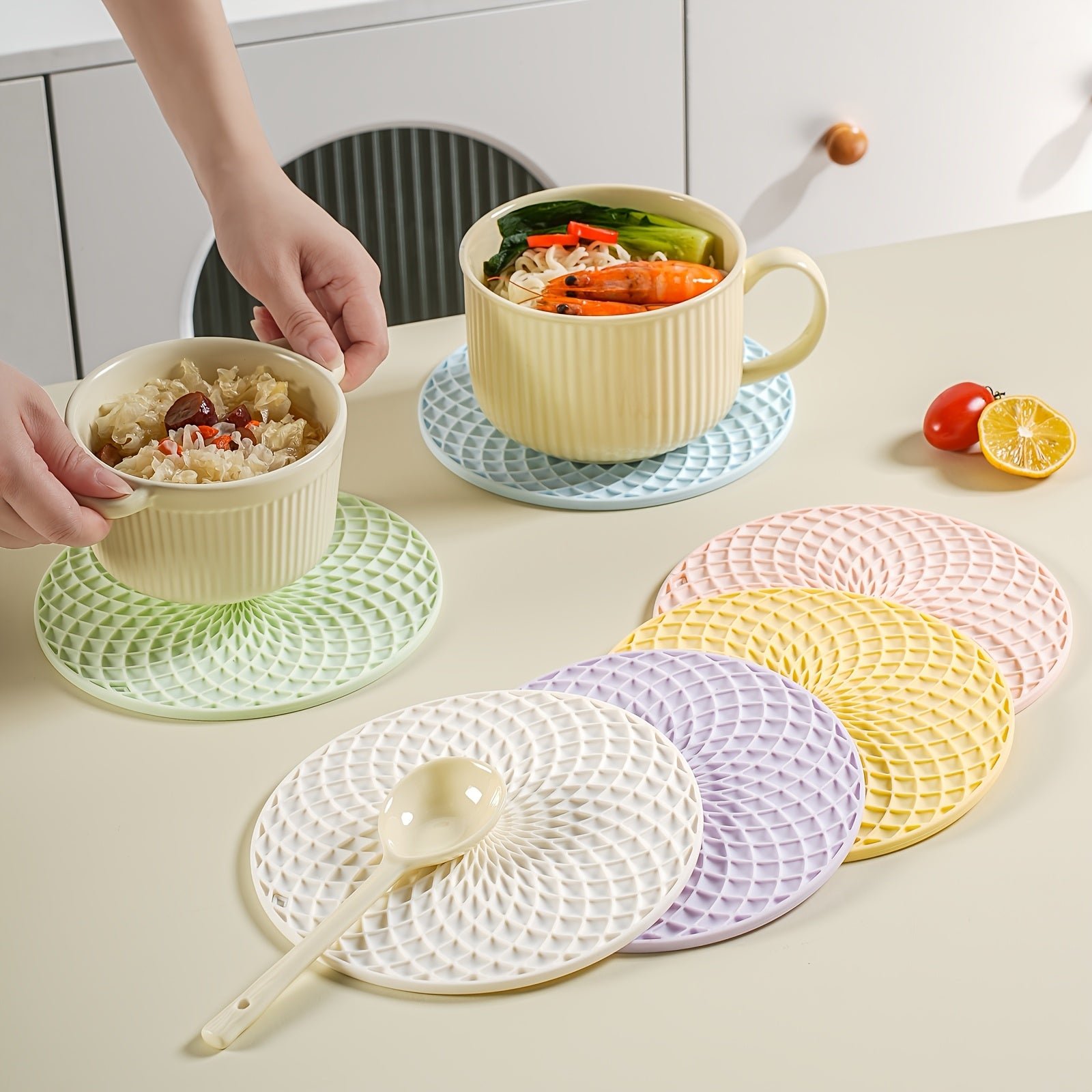2pcs Macaron Color Multifunctional Silicone Mat | Heat Resistant & Non-Slip | Cup Coaster\u002FPot Holder\u002FTable Placemat\u002FPicnic Mat | Brand: TIGERPOWER