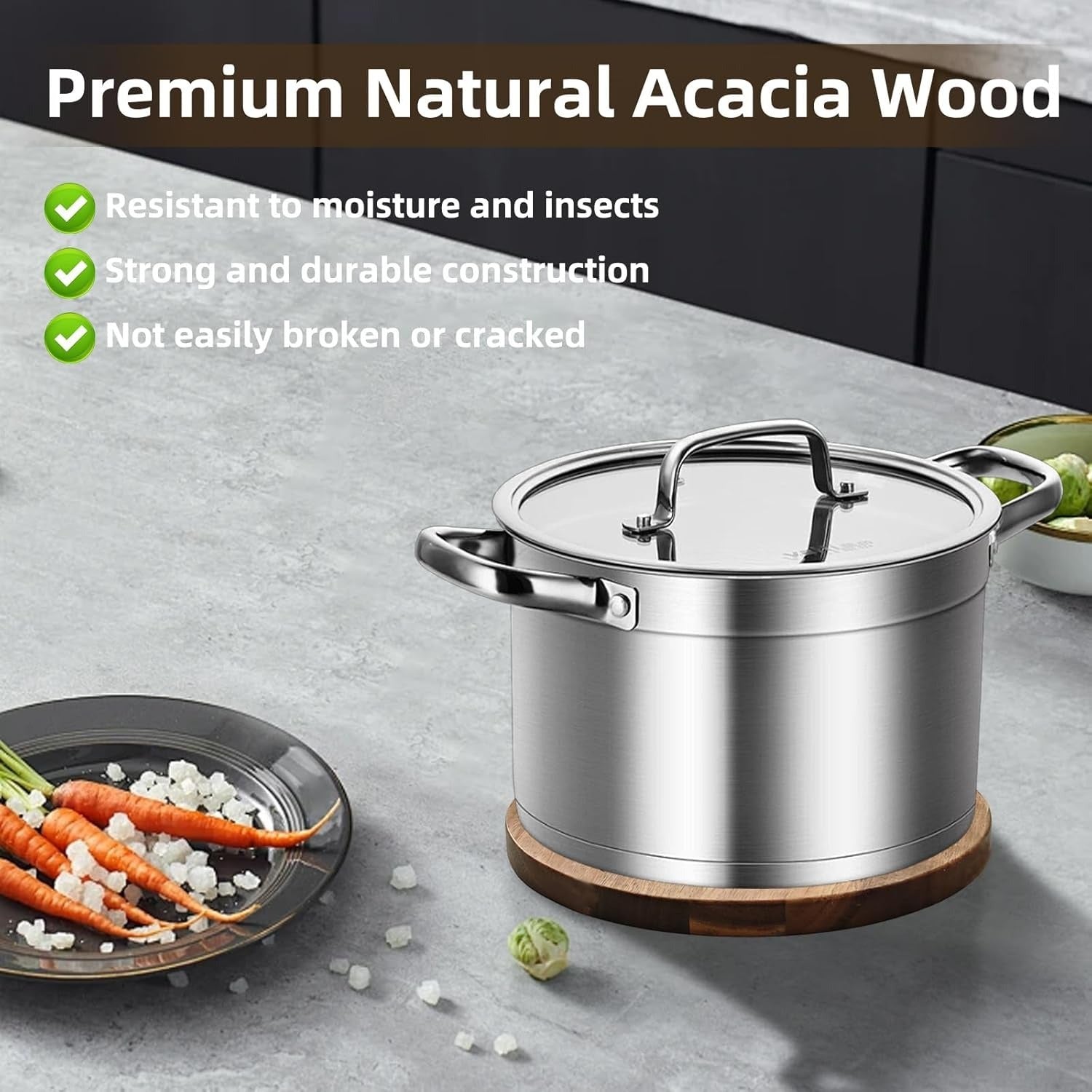 2025 Magnetic Wooden Trivets | Non-Slip Magnetic Pot Coasters and Holders for Hot Pots and Pans, 0.59inch Thick