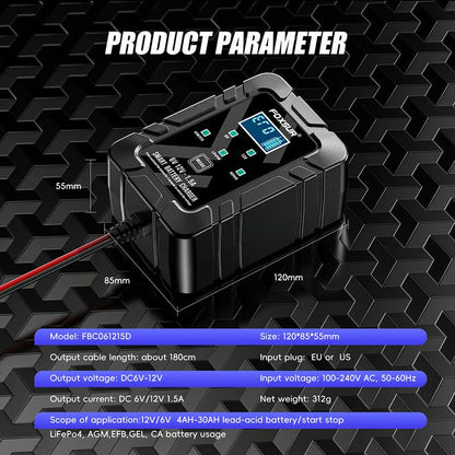 🔋Advanced 6V/12V Intelligent Auto Recognition Tech