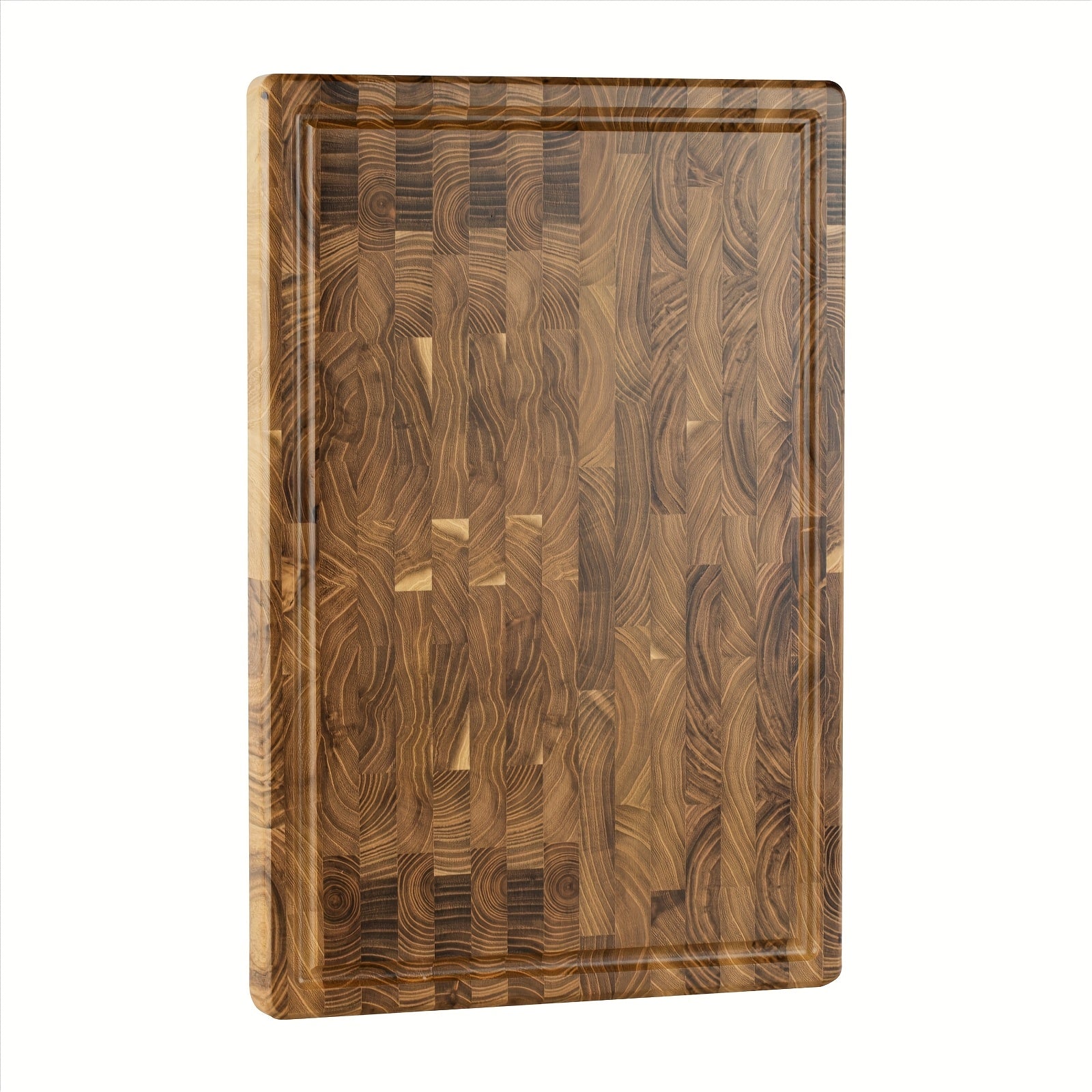 High-End Extra Large Thick Heavy Duty Teak End Grain Cutting Boards for Kitchen, Large Wood Chopping Board with Hidden Handles, Wooden Charcuterie Board for Meat, Vegetables, Fruits, Bread, Cheese