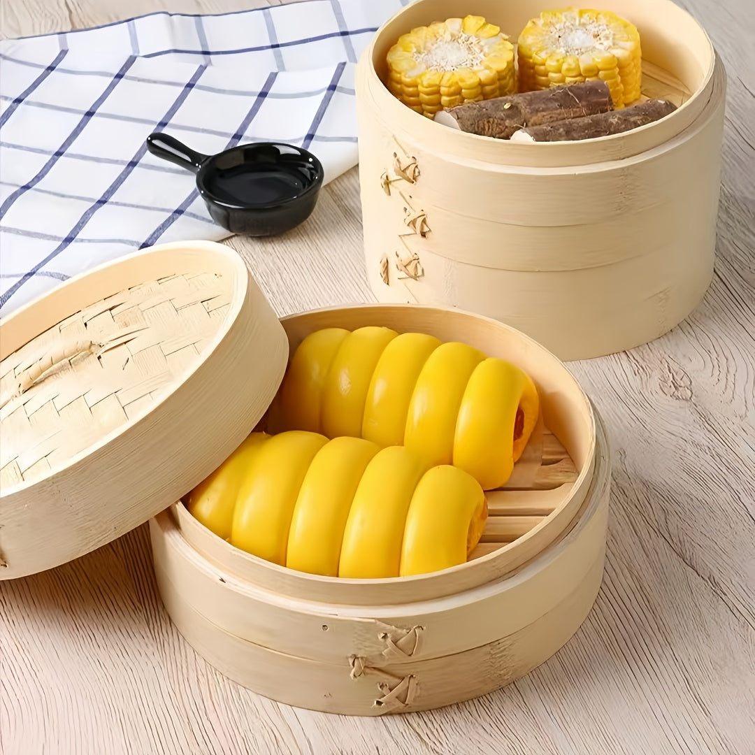 Two Sizes Of Bamboo Steamers Steamed Seafood Steamed Egg Steamed Steamers Deepened And Raised Little Dragon Buns Steamed Small Mantou Steamed Domestic And Commercial Steamers