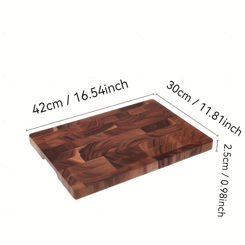 1pc Acacia Wood Cutting Board, 16.54x11.81x0.98inch, Serrated Edge for Slicing, Easy to Store and Clean, Ideal for a Family of Three, Perfect Kitchen Gift for Home Chefs