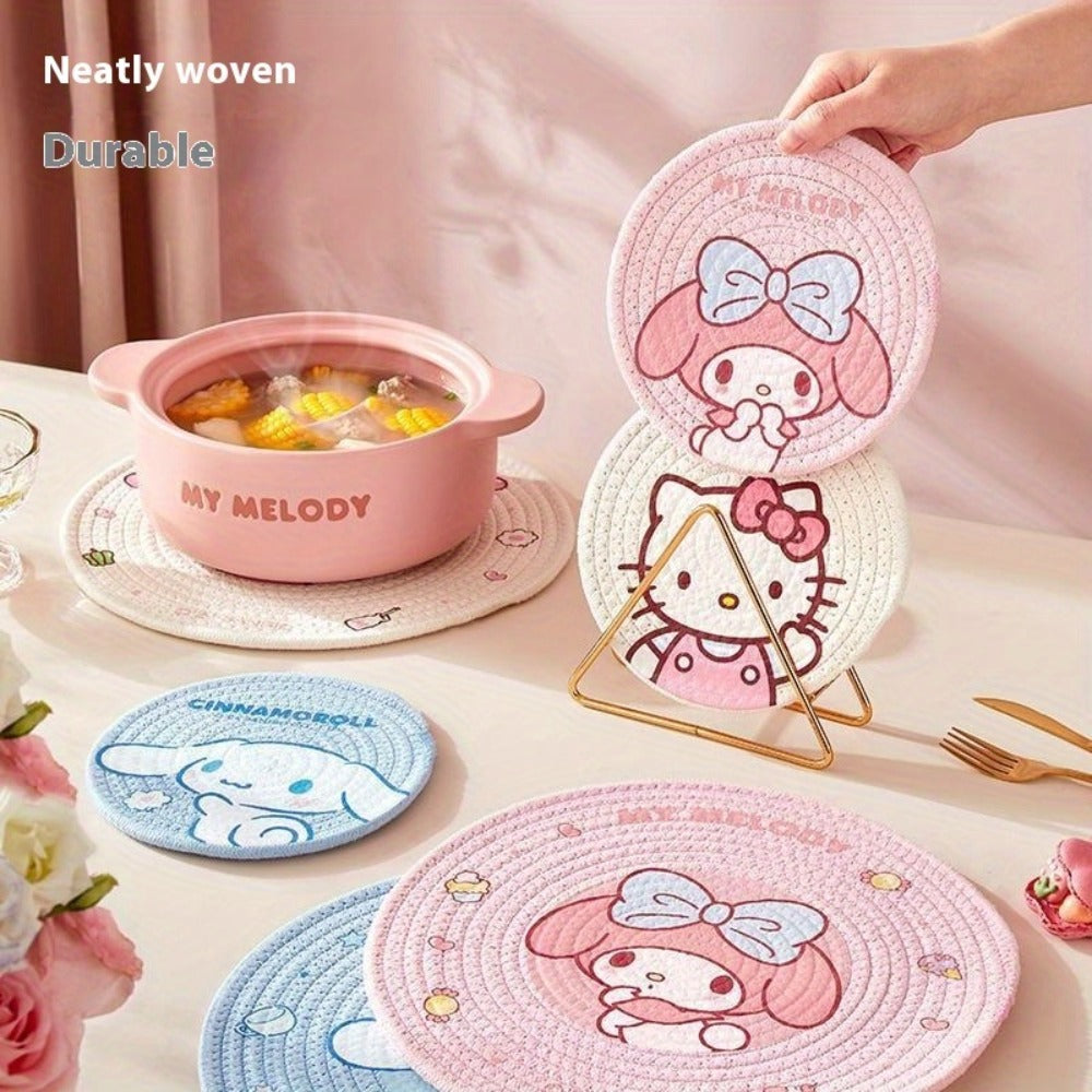 1pc Sanrio Authentic Heat-Resistant Plate Mat, High-Temperature and Scald-Proof, Ins Style, Home Cup Tray, Bowl, Pot Pad, Daily Kitchen Use, Gift for Family, Tableware