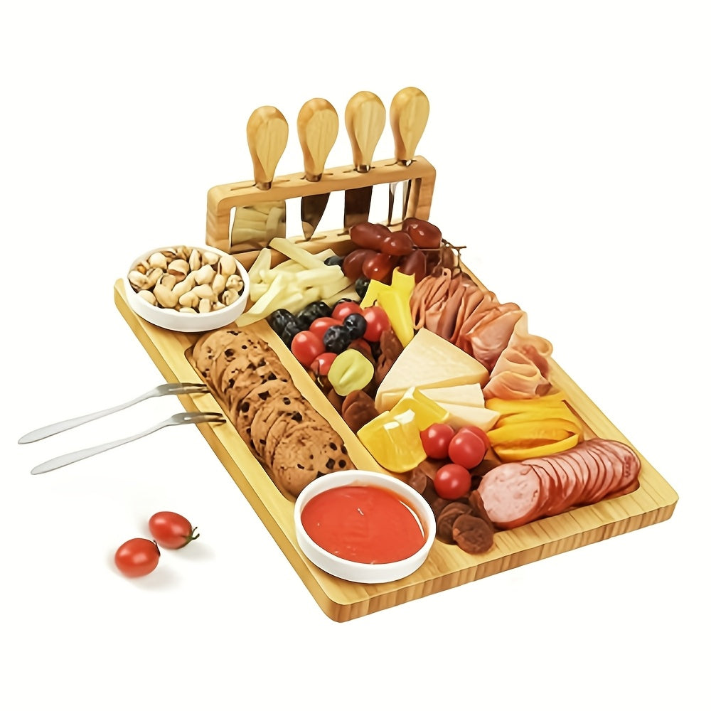 Bamboo Cheese Board, Creative Cheese Board, Tableware Set Cheese Tray Wooden Cutting Board Cutting Board Cheese Cutting Board Bamboo Wooden Plate Kitchenware for Kitchen Kitchen Utensils Christmas Kitchen Accessories