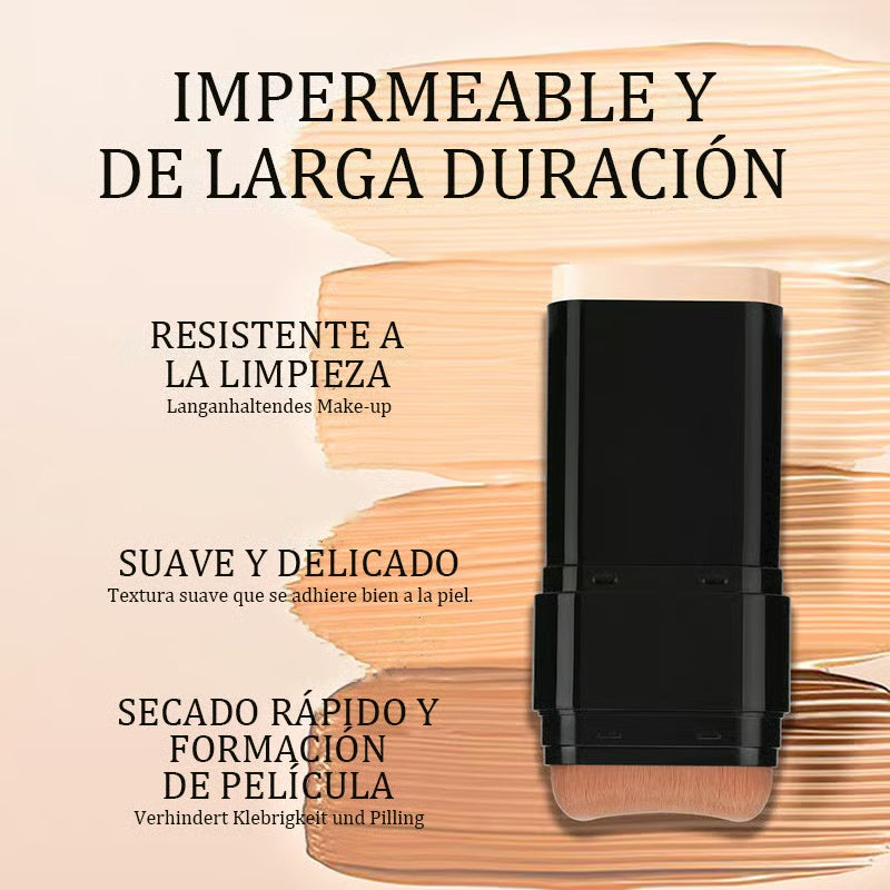 Concealer stick foundation, double-ended with built-in brush, moisturizing and lightweight