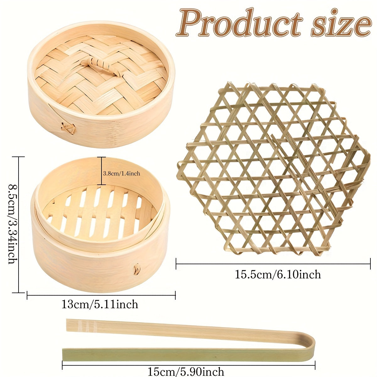 Bamboo Steamer Set for Dumplings, Pastries, Eggs, Vegetables, and Meat | Traditional Non-Electronic Steaming Basket for Diverse Foods