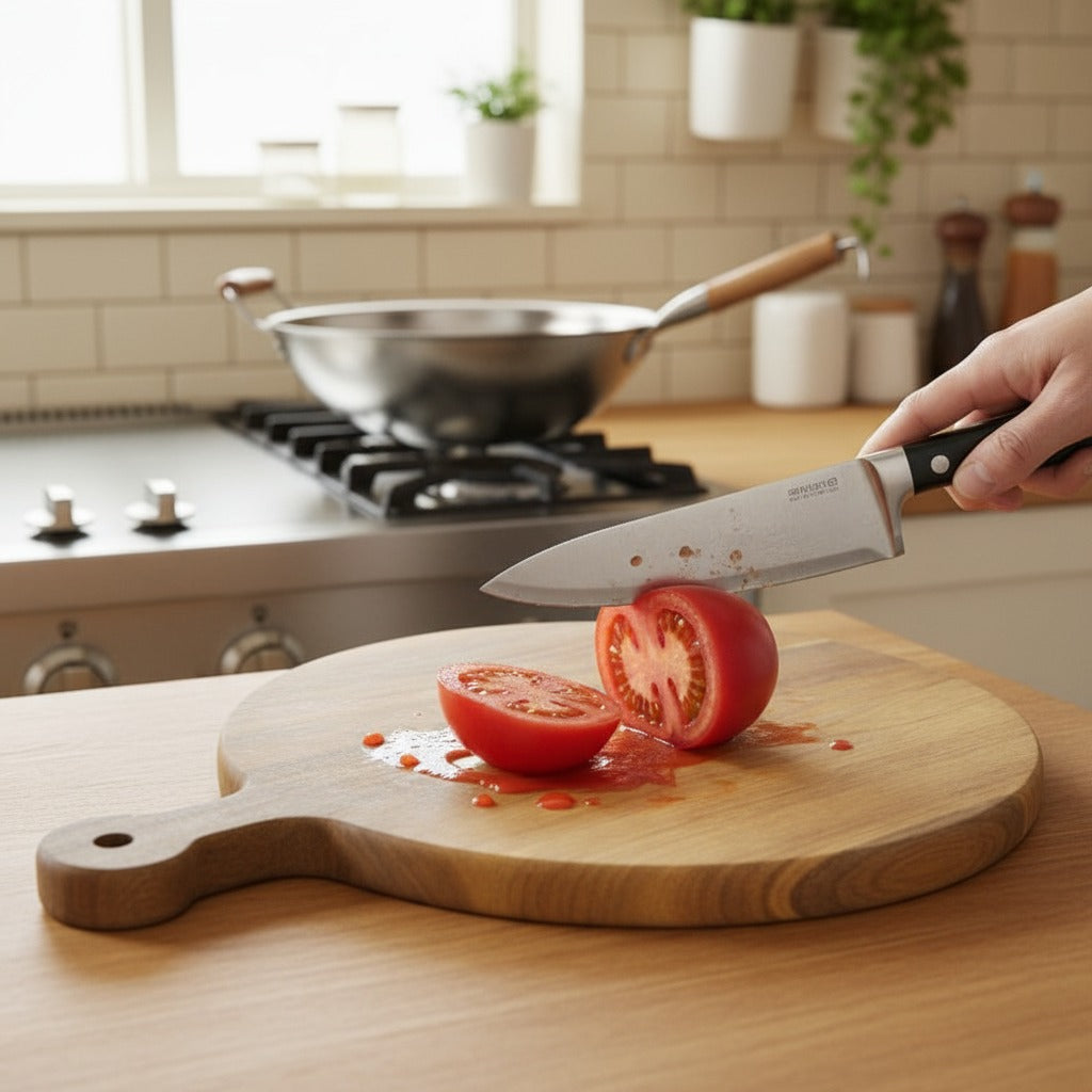 15-Inch Thick Acacia Wood Cutting Board With Handle | Natural Wood Grain, Ideal For Cheese, Deli Meats, Bread, And Fruit | Essential For Holiday Kitchen And Dining (Christmas, Thanksgiving, Valentine'S Day)