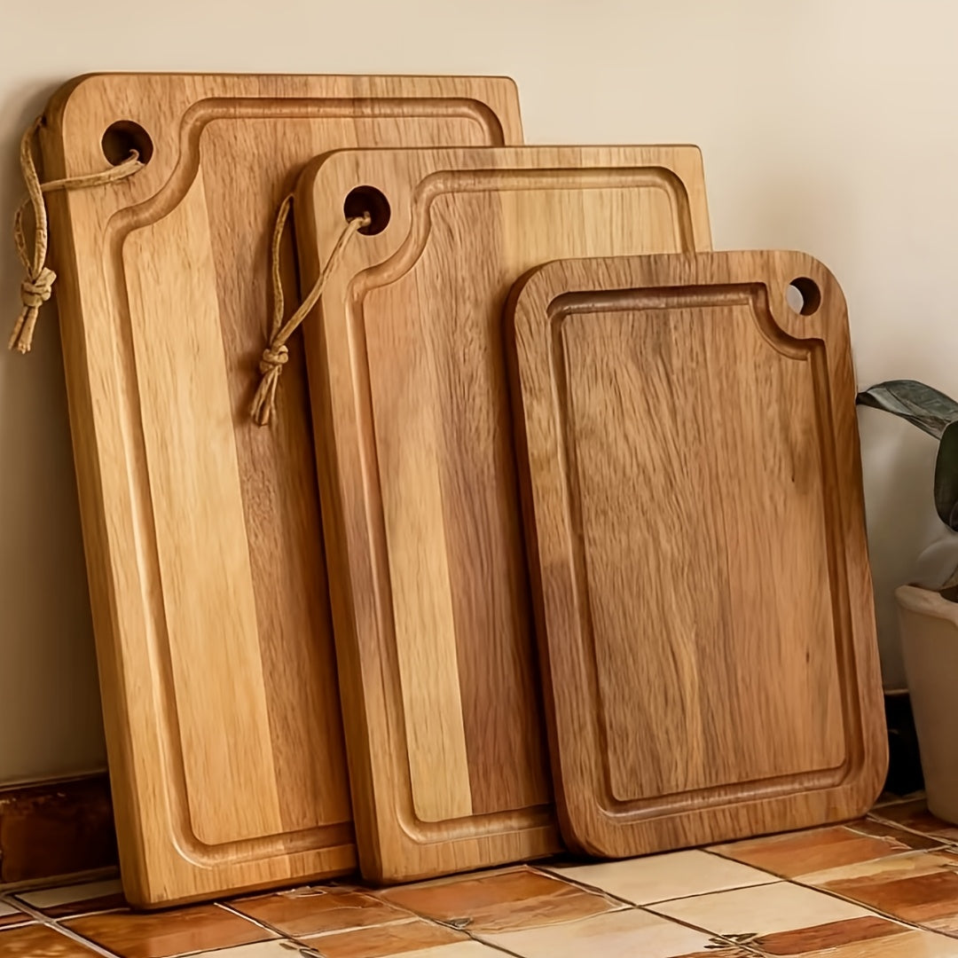 3pcs Wooden Cutting Boards Set | -Grade, Multi-Functional with Juice Groove Design, Ideal for Meat, Bread, Cheese, Fruits, Vegetables | Great for Christmas, Easter, Hanukkah, Thanksgiving