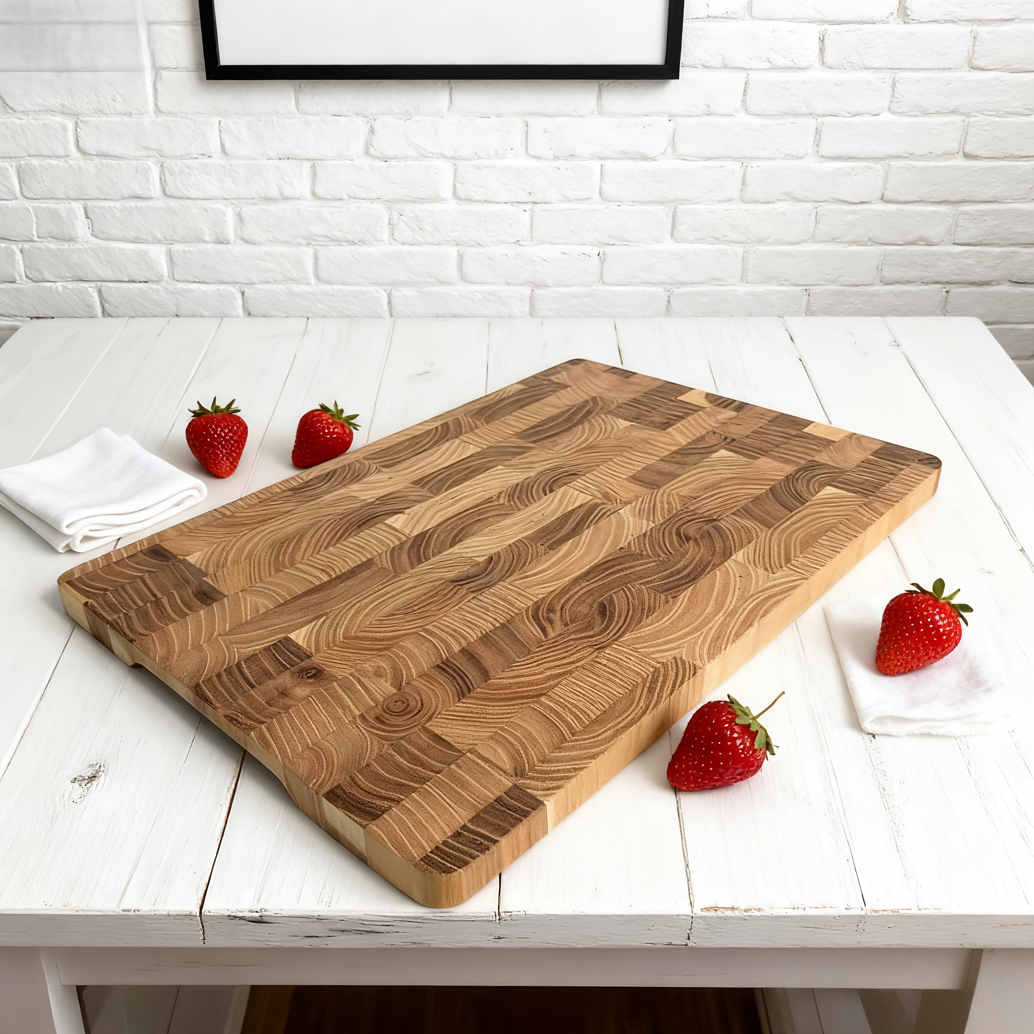 MIYORK | Large Teak MIYORK Large Teak Wood Chopping Board | End Grain Texture, Stand-Up Design for Easy Storage, Ideal for Meat, Vegetables, Fruits, Bread, and Cheese, Safe Essential for Kitchen