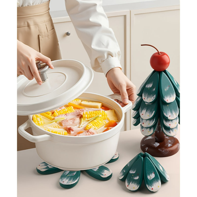 3-Pack Wooden Tree Tripod Trivet - Heat-Resistant Pot Holder, Durable Kitchen Accessory For Hot Dishes, Teapots, Jewelry Display. Solid Wood Design With Sturdy Base. Ideal For Home, Restaurant, Or As Decorative Ornament For Christmas Trees.