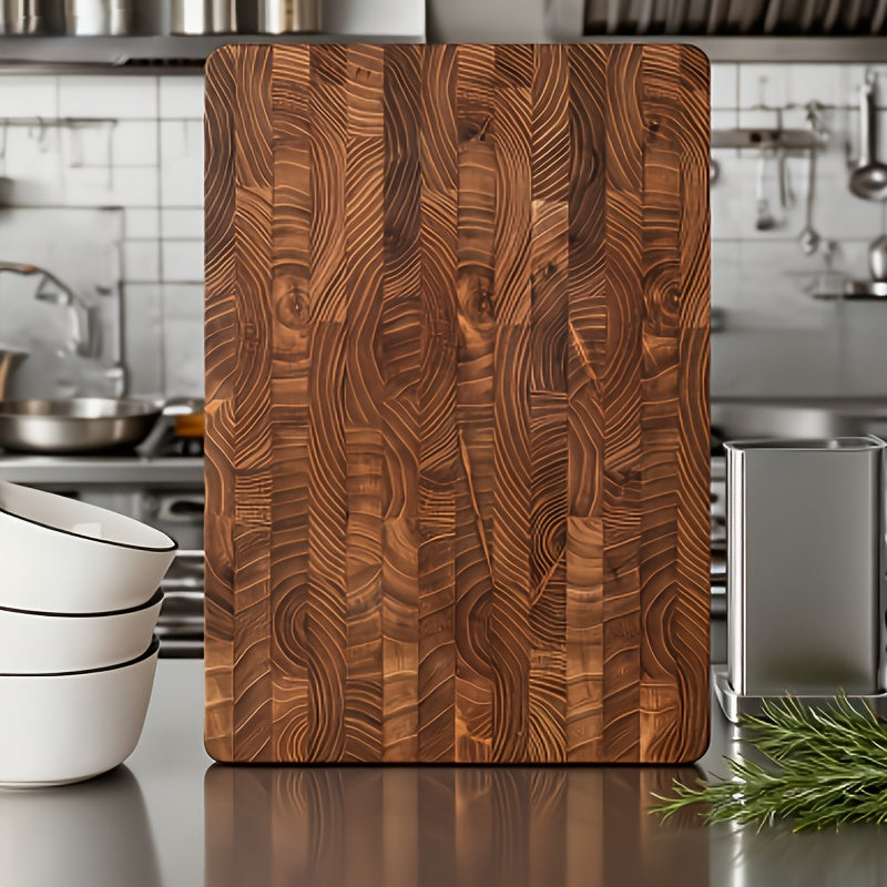 MIYORK | Large Teak MIYORK Large Teak Wood Chopping Board | End Grain Texture, Stand-Up Design for Easy Storage, Ideal for Meat, Vegetables, Fruits, Bread, and Cheese, Safe Essential for Kitchen