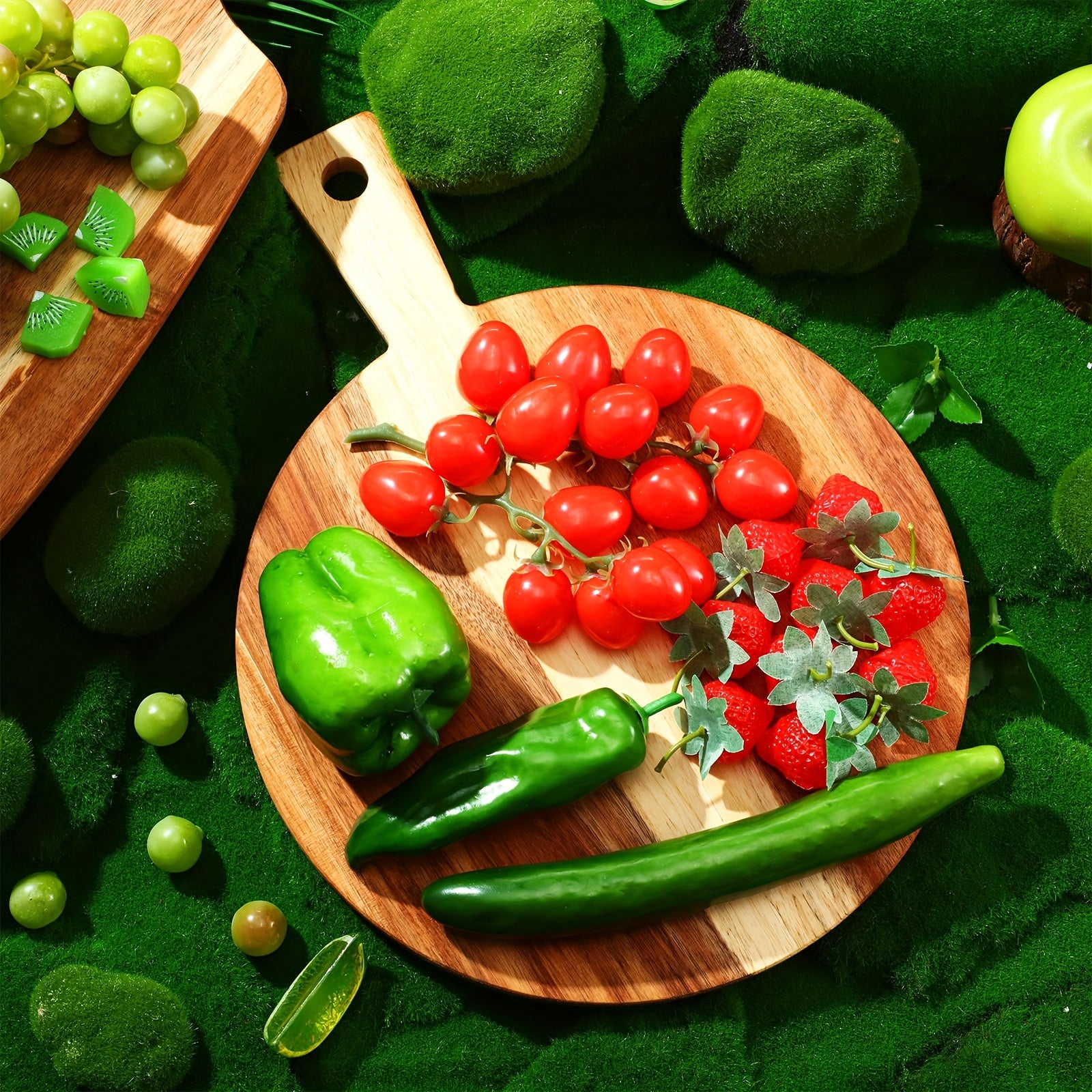 Set of 4 Thick Acacia Wood Cutting Boards with Handles | Assorted Sizes Large Charcuterie Boards, Butcher Block Serving Tray for Cheese, Meat, Pizza, Vegetables, Bread, Kitchen Dining Room - CHUMIA