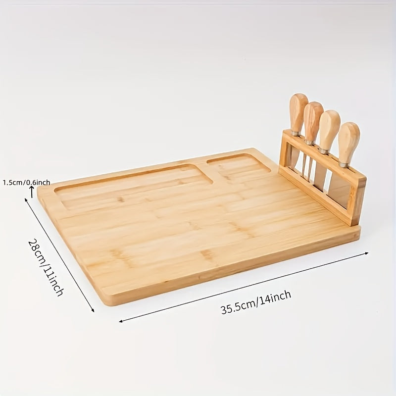 Bamboo Cheese Board, Creative Cheese Board, Tableware Set Cheese Tray Wooden Cutting Board Cutting Board Cheese Cutting Board Bamboo Wooden Plate Kitchenware for Kitchen Kitchen Utensils Christmas Kitchen Accessories