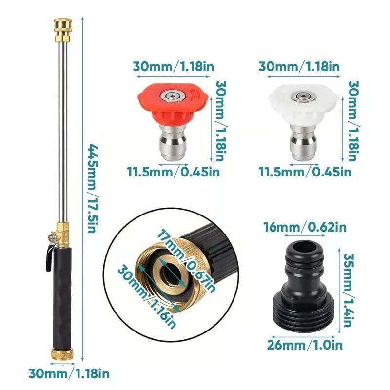 Garden Hose Nozzle High-Pressure Washer with 3 High-Pressure Nozzles